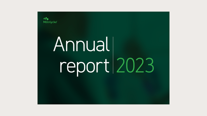 Omslag på Mölnlyckes årsrapport 2023