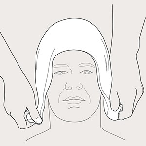8. trin i appliceringen af Tubinette på hovedet