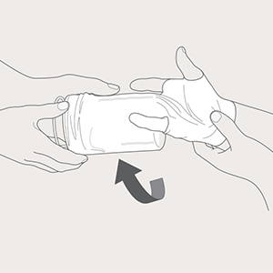 3. trin i appliceringen af Tubinette på en hånd