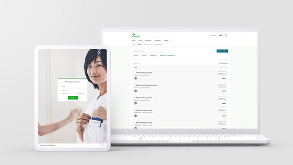 mölnlycke portal på iPad og bærbar pc