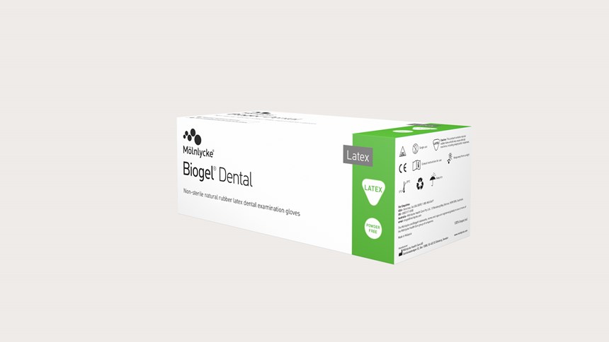 Æske med Biogel Dental usteril handske til tandklinikken