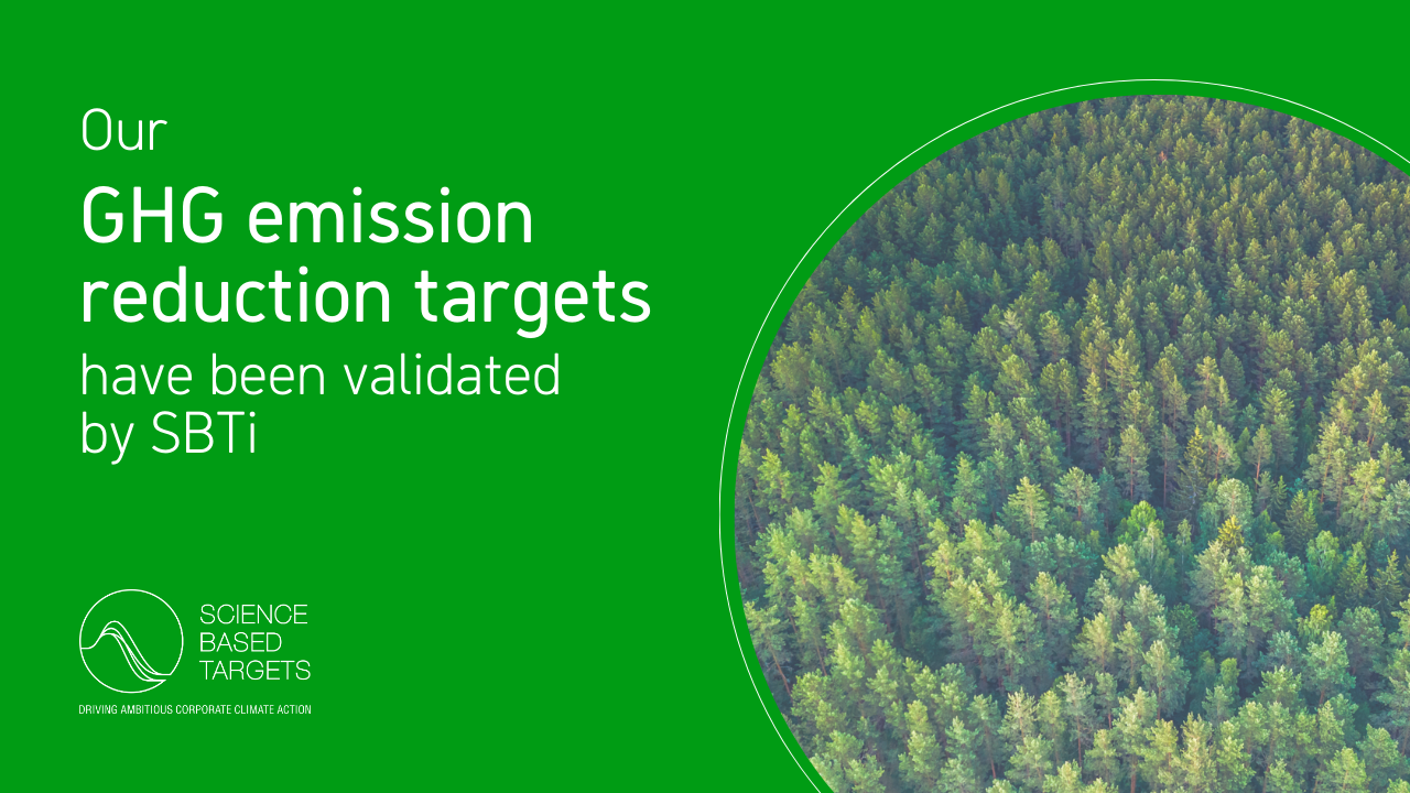 Vores mål for reduktion af drivhusgasemissioner er blevet valideret af SBTi