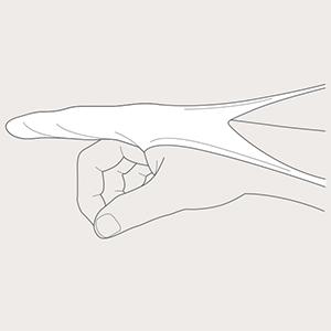 3. trin i appliceringen af Tubinette med fingertut